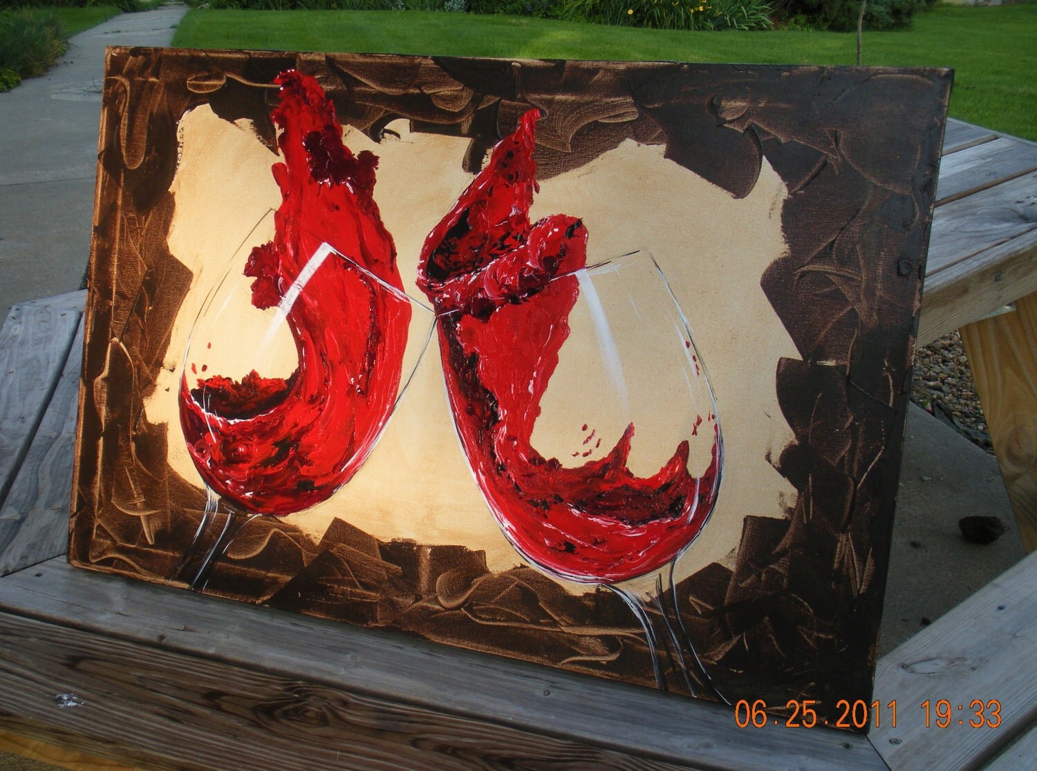 Red Wine Painting Abstract Original by heatherdaypaintings on Etsy