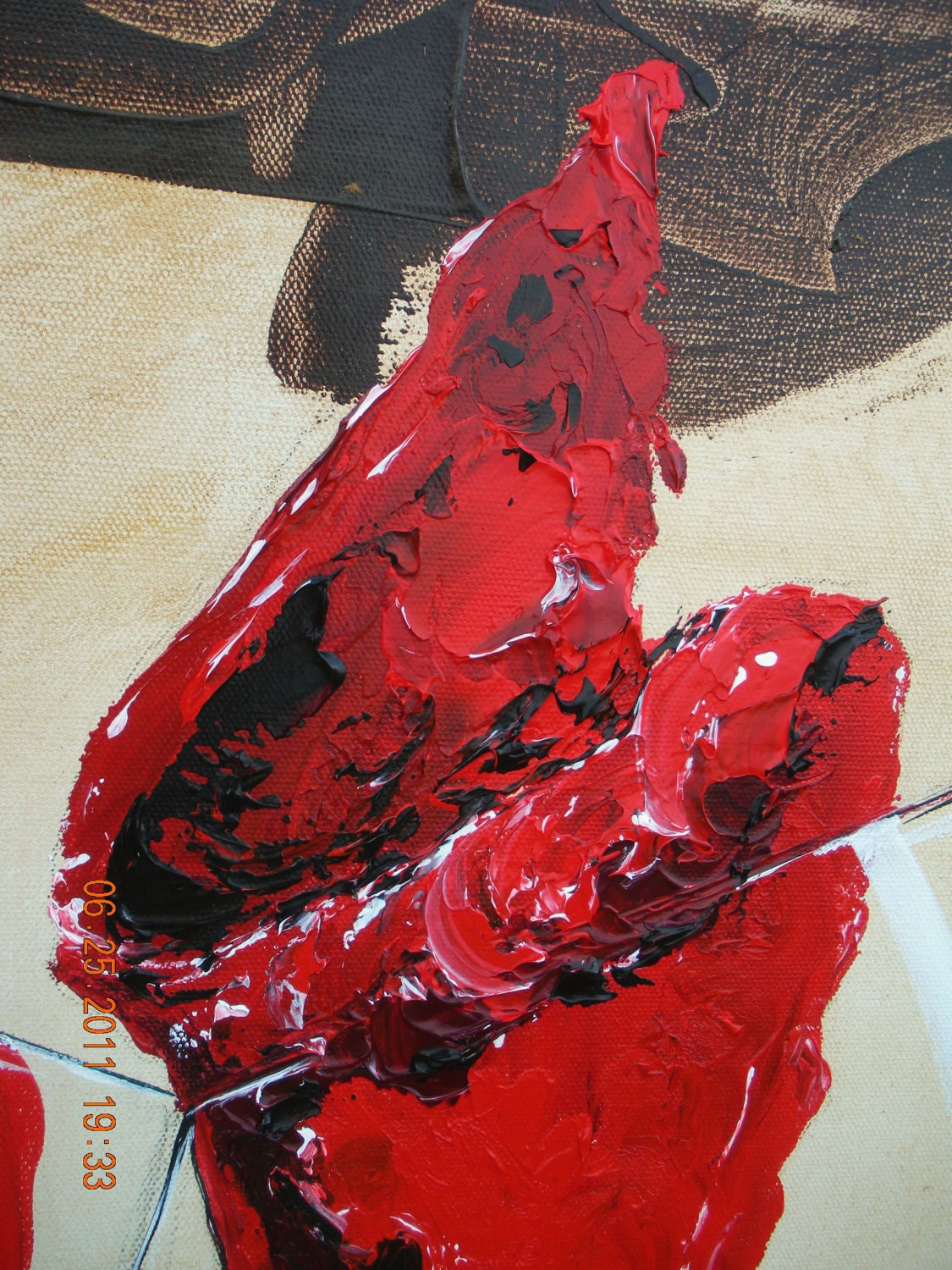 Red Wine Painting Abstract Original Stretched Canvas Acrylic