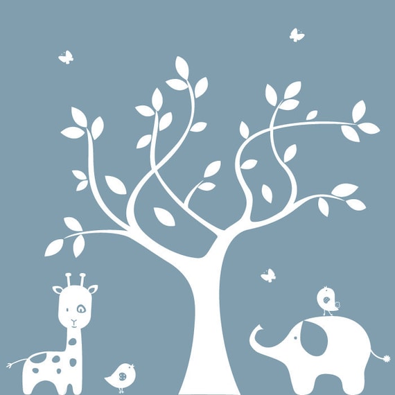 Items similar to Nursery Wall Decals - Children's silhouette Tree Decal ...