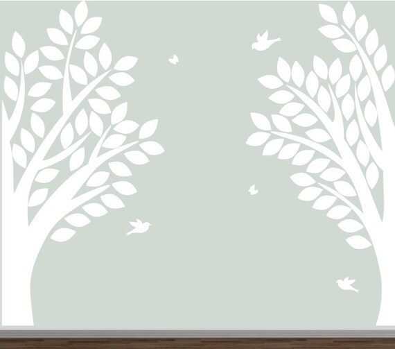 Nursery Wall Art Trees birds butterflies wall by ModernWallDecal