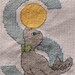 Delightful Finished Completed Precious Moments S Is For SEAL - Counted Cross Stitch Picture