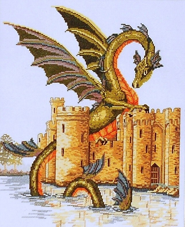 Janlynn WATER DRAGON & Castle Counted Cross Stitch Pattern