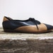 Navy Leather Oxfords with Tan Lace Up Vintage Womens Shoes Size 10