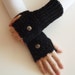 ready to ship Hand Crochet Fingerless Gloves mittens black lace