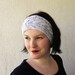 Knitted Headband Ear Warmer Cable knit - Button Closure Ear Warmer or Hair Band White