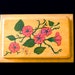 Natural Rustic Wooden Box With Handpainted Flowers In Red Green Pink