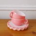 Adorable 50s Pink Milk Glass Tea Cup Set