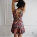 90s Romper / Batik Print / Lace-Up Back