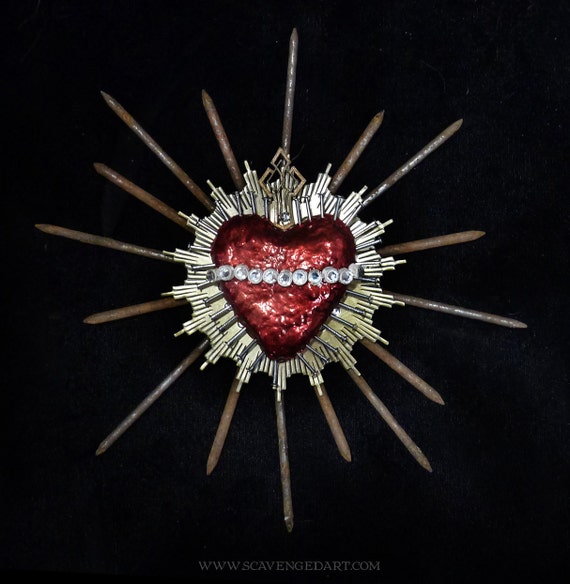 Art Wall Art Sculpture Sacred Heart Assemblage Found Object