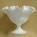 Fenton White Hobnail Pedastil Compote Large