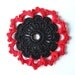 Handmade Crocheted Motif Applique Red and Black