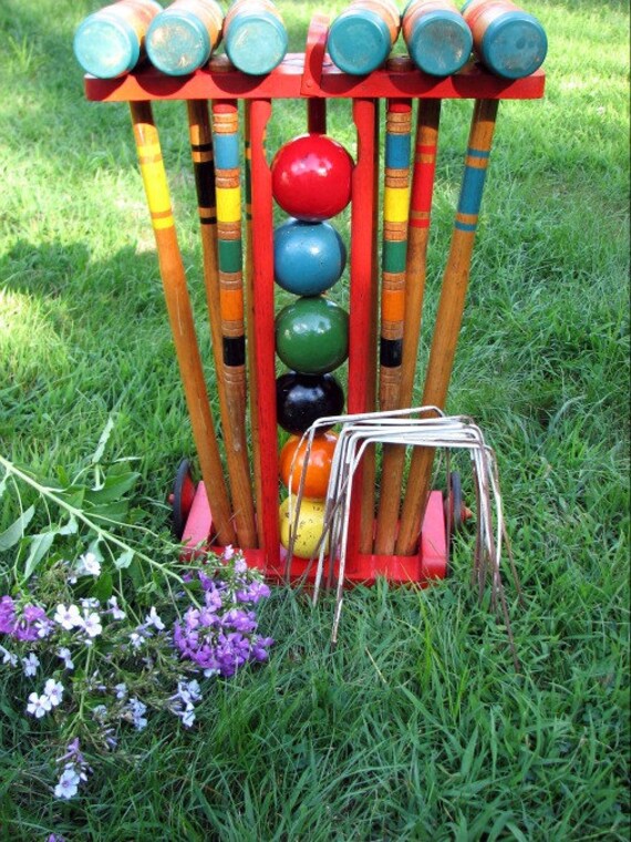Vintage Croquet Set Made by Rademaker 1950s Set of Six