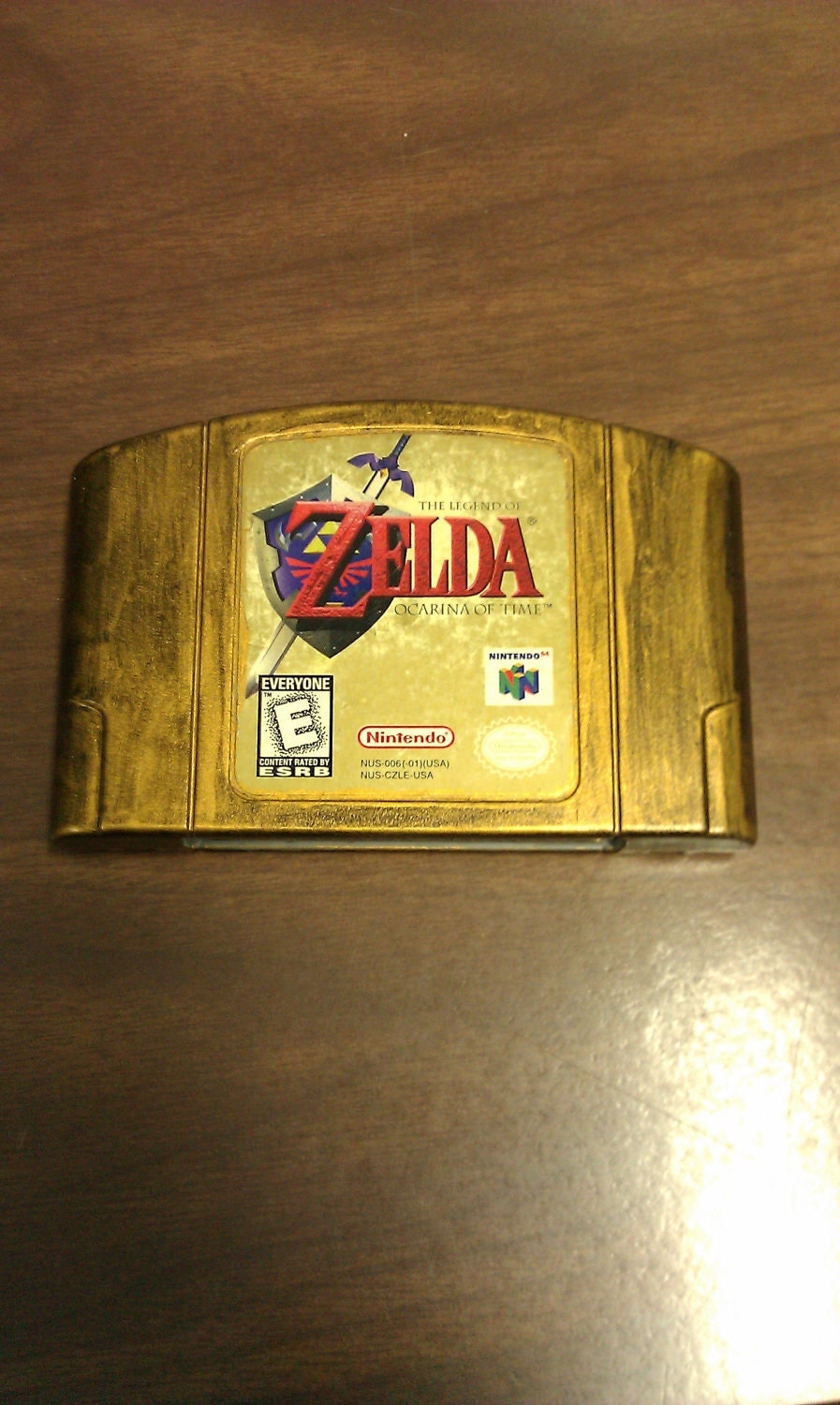 N64 Zelda Ocarina of Time Shell Mod hand modded Gold cartridge