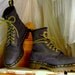 Vintage 80s Denim Blue Nubuck Leather Dr Martens Original 8 Up Combat Boots UK 4 / USA Mens 5 or USA Womens 6 Made In England