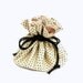 Drawstring Jewelry Pouch - Champagne and Black polka dots travel bag