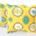 RESERVED - Pillow Covers. One 12x20. Yellow and Turquoise elephant and peacock fabric