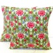 Decorative Pillow Covers. Set of Two 16x16. Red Poppies and Blue Carnations floral fabric.