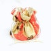 Drawstring Jewelry Bag Pouch - Jewelry organizer - Coral, peach, grey and cream floral travel bag