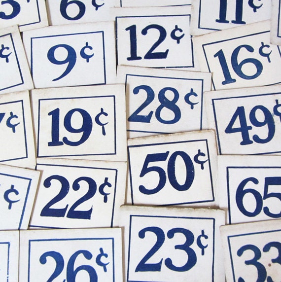 Antique Large Grocery Store Price Tags by GathererGreatThings