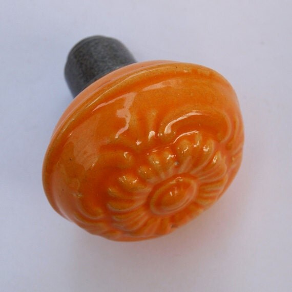 Items similar to Orange Door Knob Ceramic with Vintage Feel on Etsy