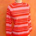 SALE Vintage 50s 60s Dk Orange Red MOD Striped Sweater Shirt Top - Mad Men - EUC