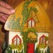 The most adorable miniature vintage ENGLISH COTTAGE needlework box. Hand painted with excellent detail right down to the flowers