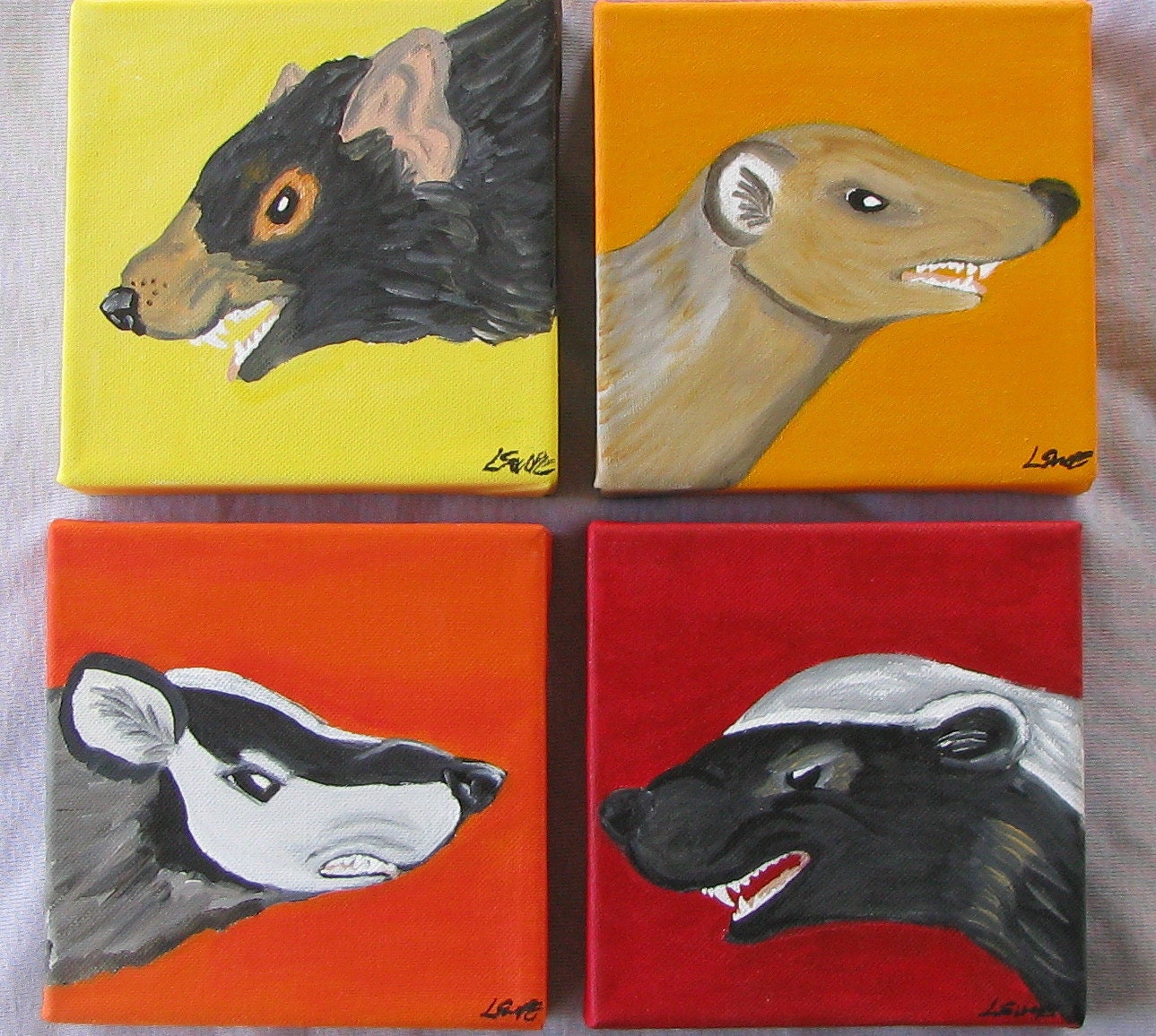 Honey Badger Tasmanian Devil Mongoose Paintings The Angry