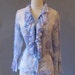 60s Blouse / Lavender Blue Floral Print Ruffle Top
