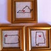 Made to Order - Framed Embroidered United States of Life - One White Wooden Recycled Frame 4.5"x4.5"