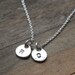 PERSONALIZED DISCS Monogram Two Initials Hand Stamped Charms Sterling Silver Necklace
