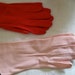 Vintage Cloth Pink & Red Ladies Gloves/ 2 Pair