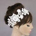 Lace bridal fascinator, weddings headband in venetian lace applique, pearl beads embroidered, handmade