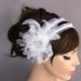 Shabby Chic Bridal Headband with White Organza Flower: Stretchy, Elastic. Handmade