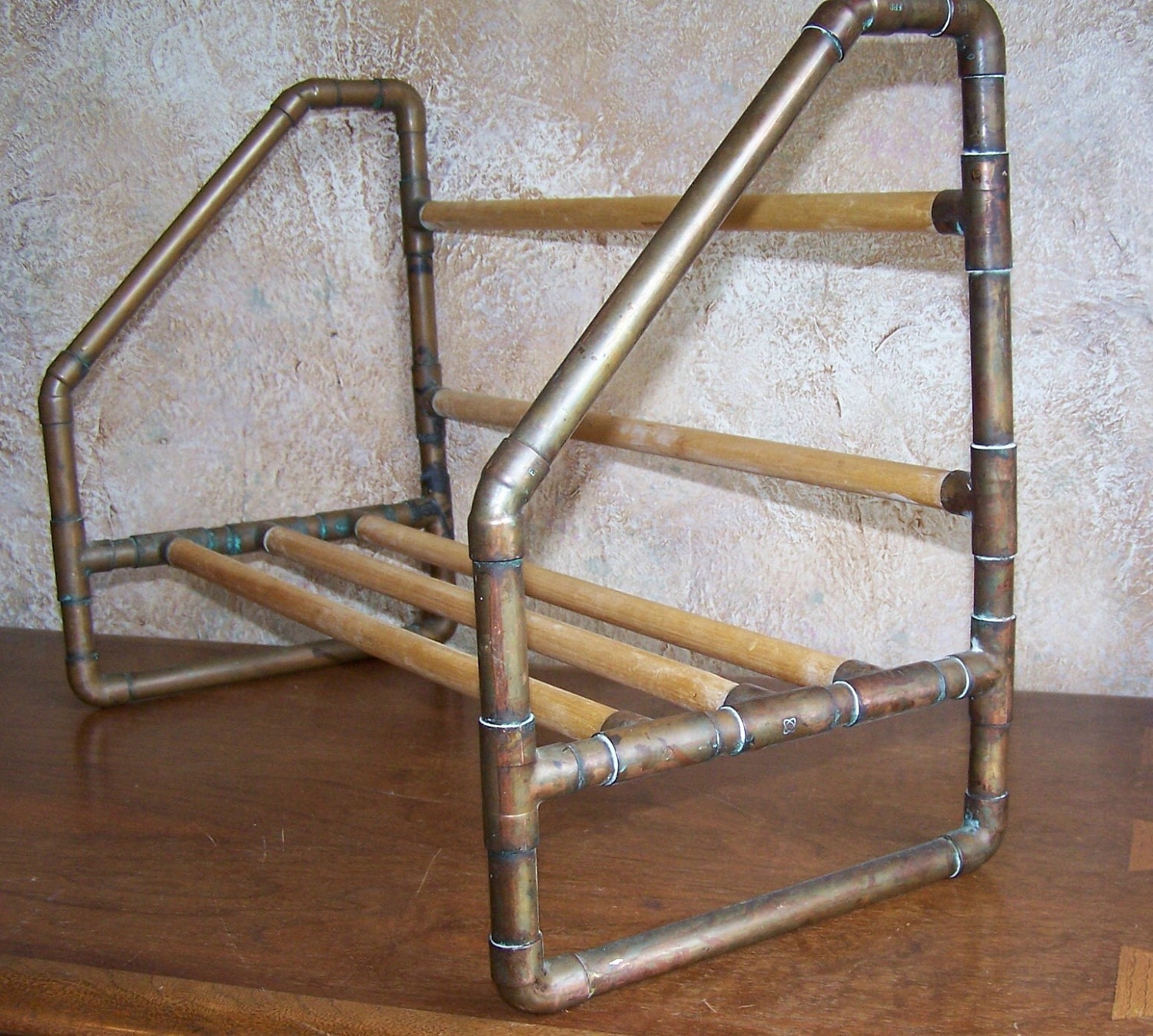 Handmade copper pipe book shelf