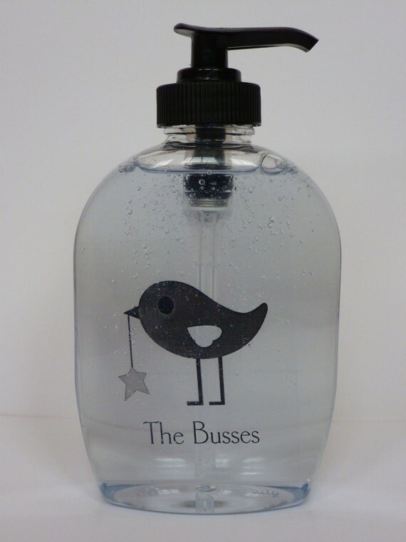 Items similar to Unique Personalized Bird Family Hand Soap Dispenser on