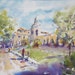 cityscape, pasadena, trees, SALE. Pasadena City Hall - Original Watercolor Painting 9" x 12"