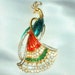 Vintage Enamel and Rhinestone Peacock Brooch