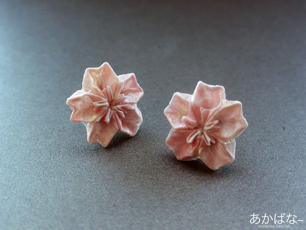  Origami  Sakura  Flower Earrings
