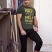 BLACK FRIDAY Size L Mens graphic tee. Military green crewneck t-shirt. SALE.
