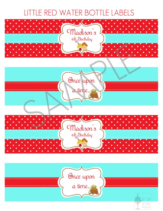 Little Red RIding Hood Water Bottles - DIGITAL - DIY Il_570xn