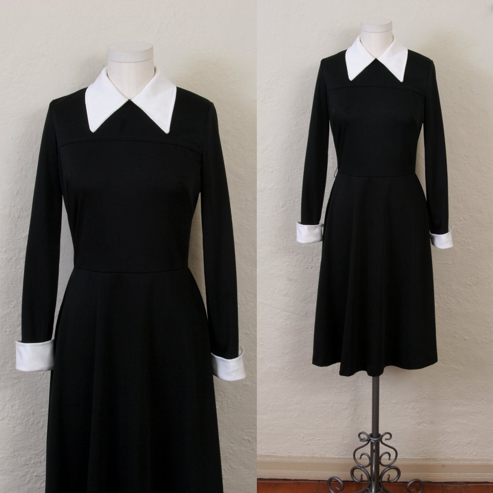 Vintage 1970's Wednesday Addams dress in black and by SepiaVintage