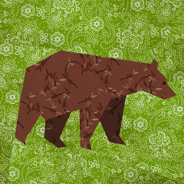 Bear paper pieced quilt block pattern PDF