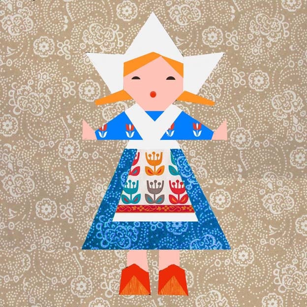 Dutch Doll Paper Pieced Quilt Block Pattern PDF