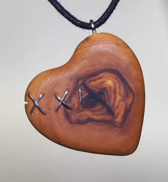 Olive Wood Pendant wood jewelryHeart by OliveWoodJewellery on Etsy