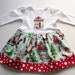 Girl's Christmas T-Shirt Dress - Santa Claus with Aqua and Red Custom Monogram Applique