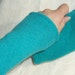 Angora wrist warmers with lambs wool turquoise green