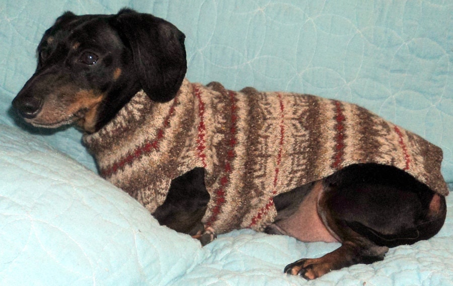 Dachshund dog coat sweater jumper Fair Isle knit First