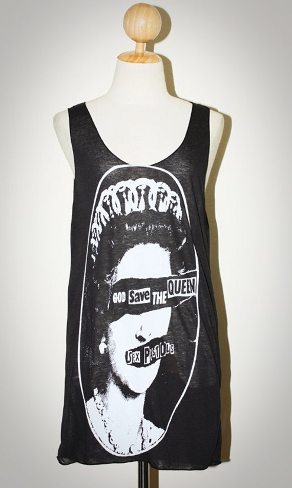 Items similar to God Save The Queen Sex Pistols Black Singlet Tank Top ...