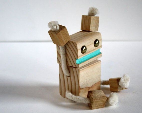 Block Bot Wooden Toy Robot by wilsonartfactory on Etsy