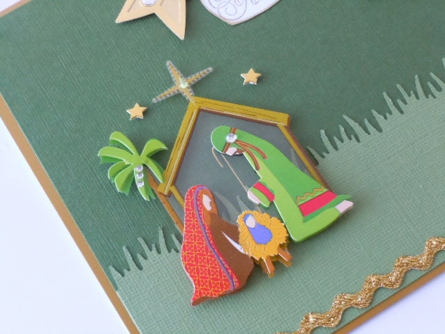 Handmade Christmas Card Nativity Religious Merry